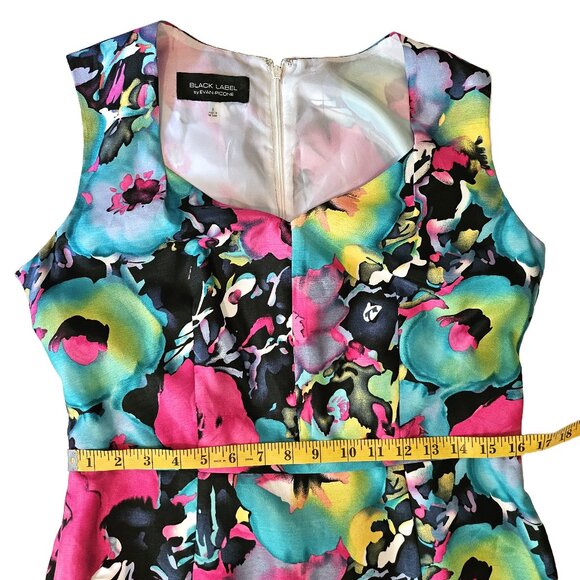 BLACK LABEL By EVAN PICONE Sleeveless Knee-Length Floral Watercolor Dress Size 8 - Picture 5 of 10